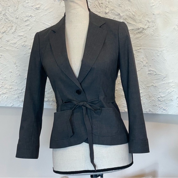 Theory Women's Kayle W Tailor Charcoal Gray Lined Blazer Jacket Sz 2 Wool - Picture 1 of 9